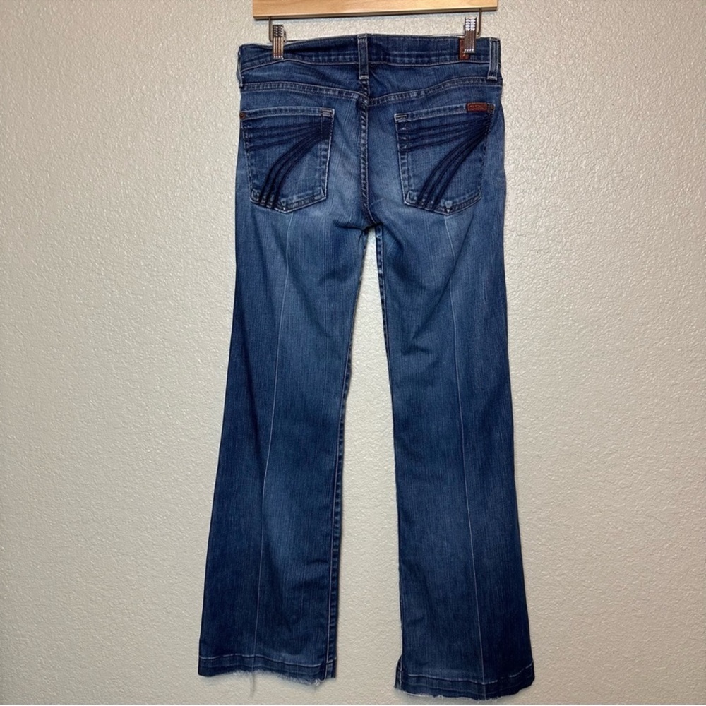 7 For All Mankind Women’s Medium Wash Low Rise Wide Leg Jeans Size 27” - Picture 5 of 9